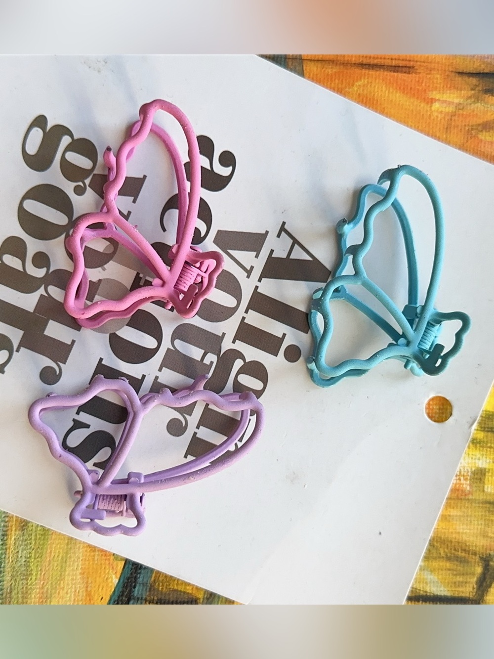 Butterfly Metal Hair Clips - Pink, Lavender, Teal